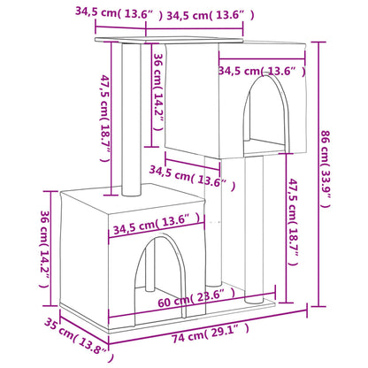 Škrabadlo Pro Kočky Se Sisalovými Sloupky Krémové 86 Cm