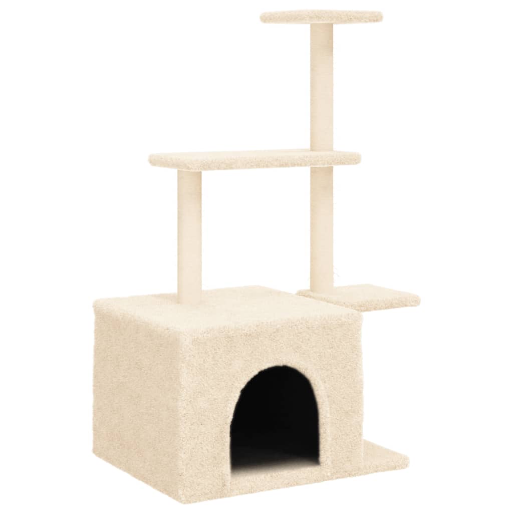 Škrabadlo Pro Kočky Se Sisalovými Sloupky Krémové 110 Cm