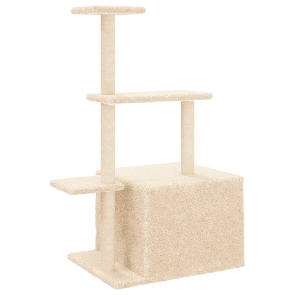 Škrabadlo Pro Kočky Se Sisalovými Sloupky Krémové 110 Cm