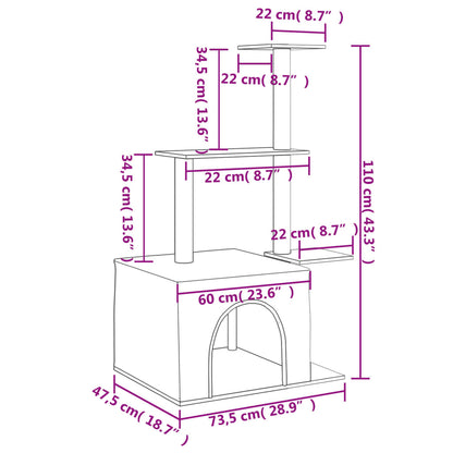 Škrabadlo Pro Kočky Se Sisalovými Sloupky Krémové 110 Cm