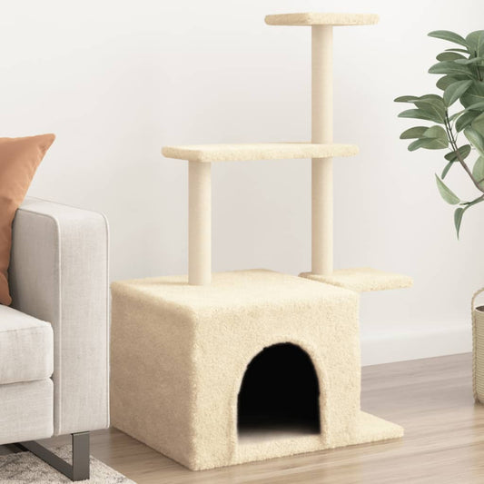 Škrabadlo Pro Kočky Se Sisalovými Sloupky Krémové 110 Cm