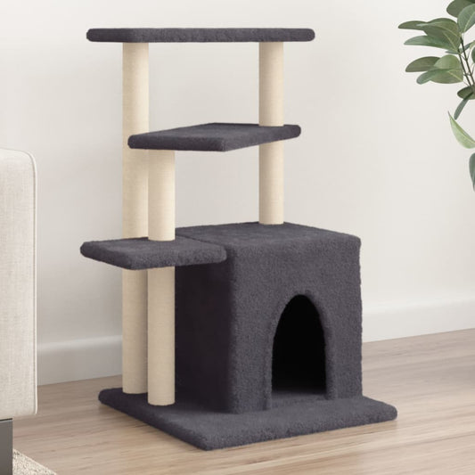 Škrabadlo Pro Kočky Se Sisalovými Sloupky Tmavě Šedé 83,5 Cm
