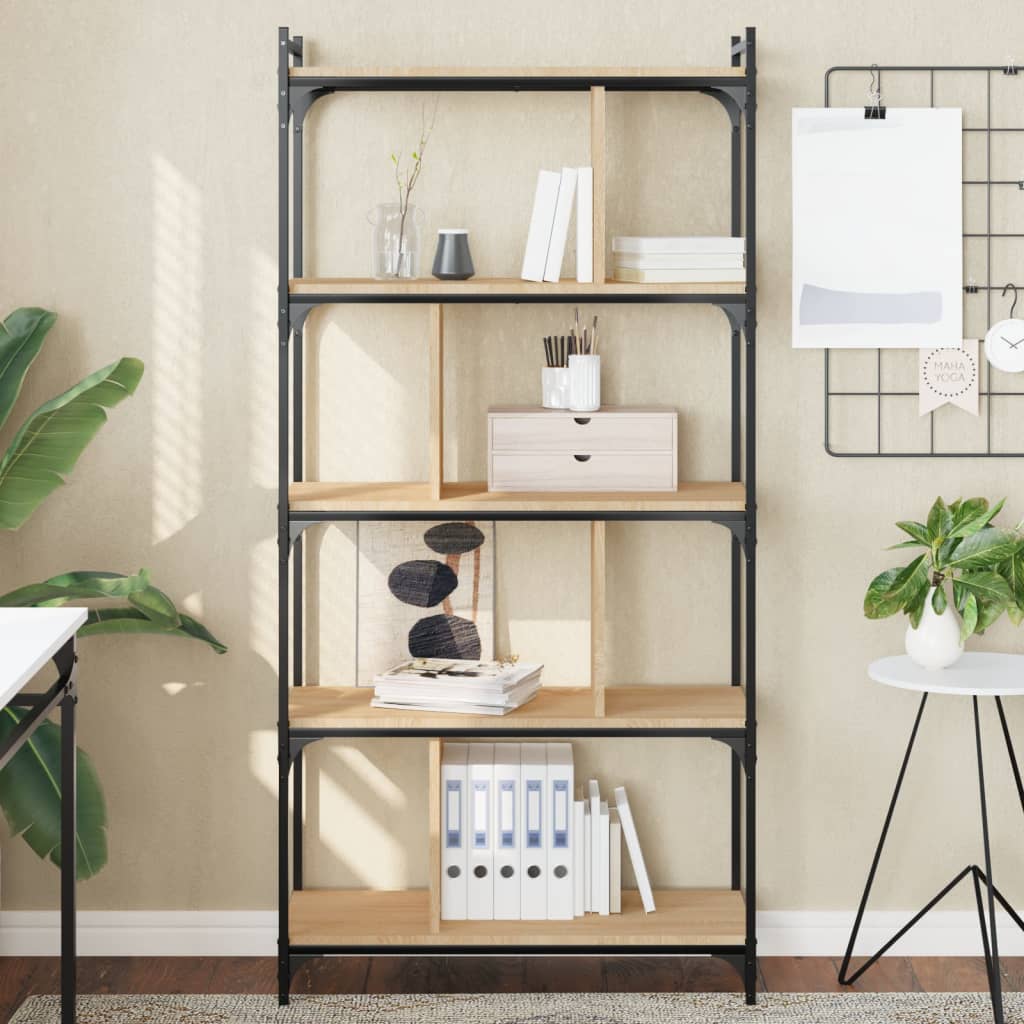 Knihovna S 5 Policemi Dub Sonoma 76X32X158 Cm Kompozitní Dřevo