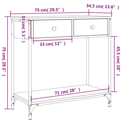 Konzolový Stolek Dub Sonoma 75 X 34,5 X 75 Cm Kompozitní Dřevo