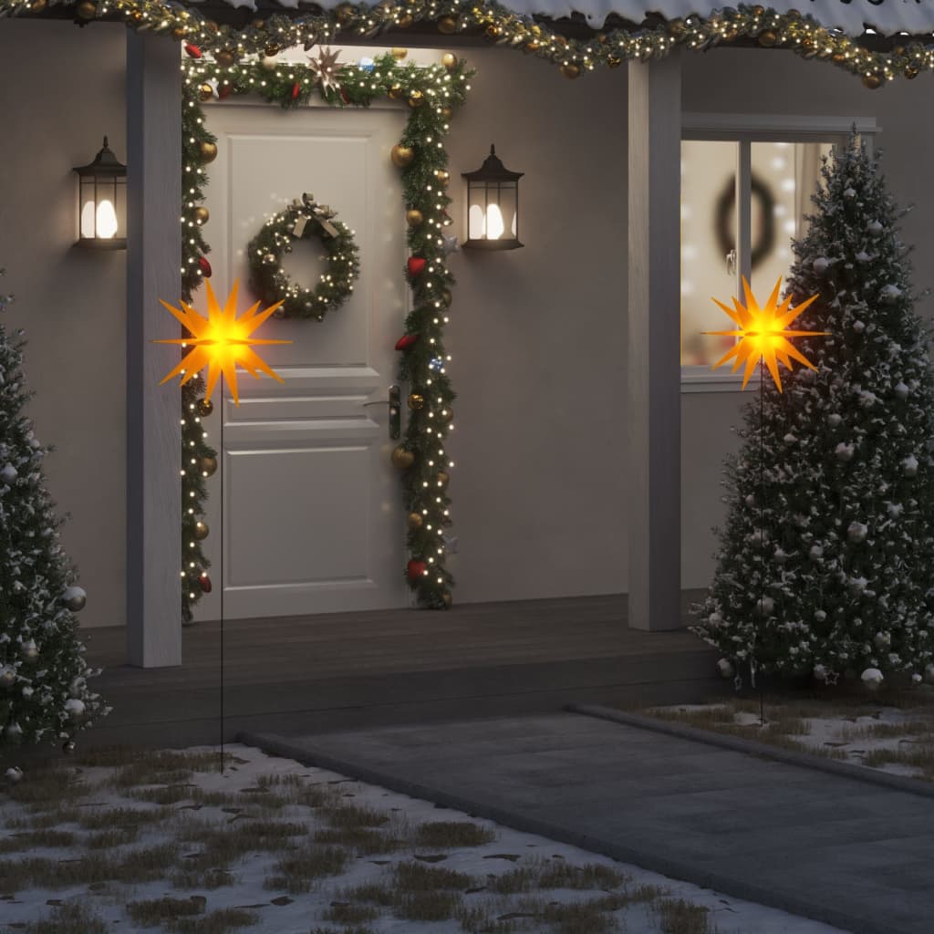 Svítící Vánoční Hvězda S Hrotem A Led Skládací Žlutá 57 Cm