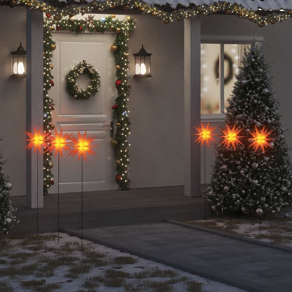 Svítící Vánoční Hvězdy S Hroty 3 Ks Led Skládací Červené 35 Cm