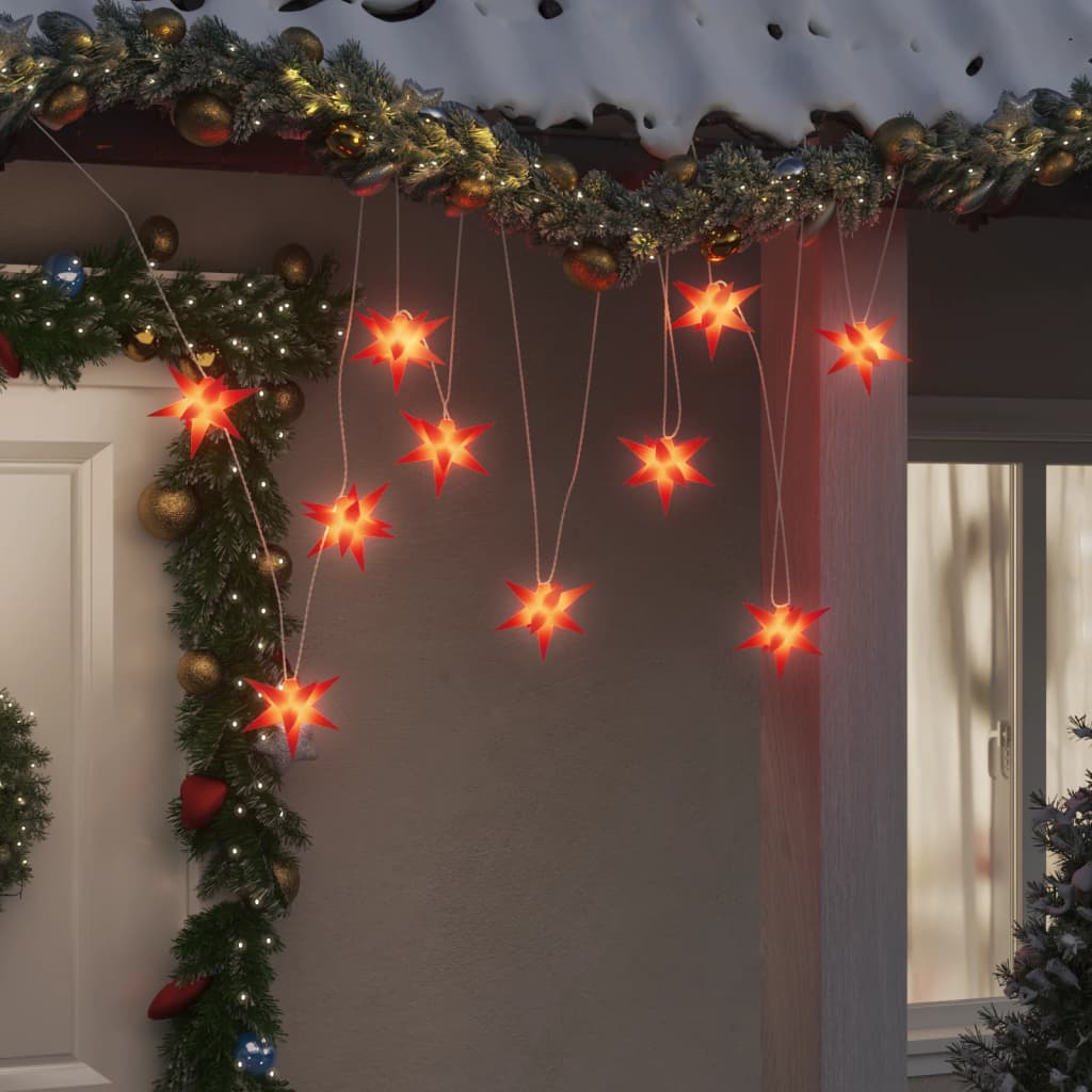 Svítící Vánoční Hvězdy S Led 10 Ks Červené 10 Cm