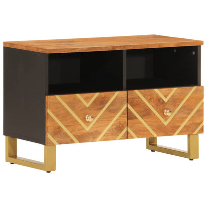 Tv Skříňka Hnědá A Černá 70 X 33,5 X 46 Cm Masivní Mangovník Tmavě Zelená