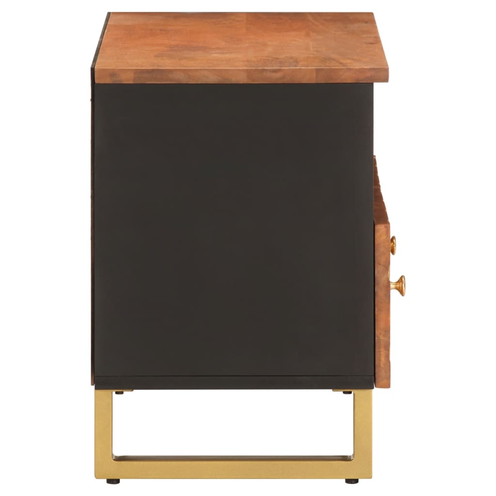 Tv Skříňka Hnědá A Černá 70 X 33,5 X 46 Cm Masivní Mangovník Tmavě Zelená