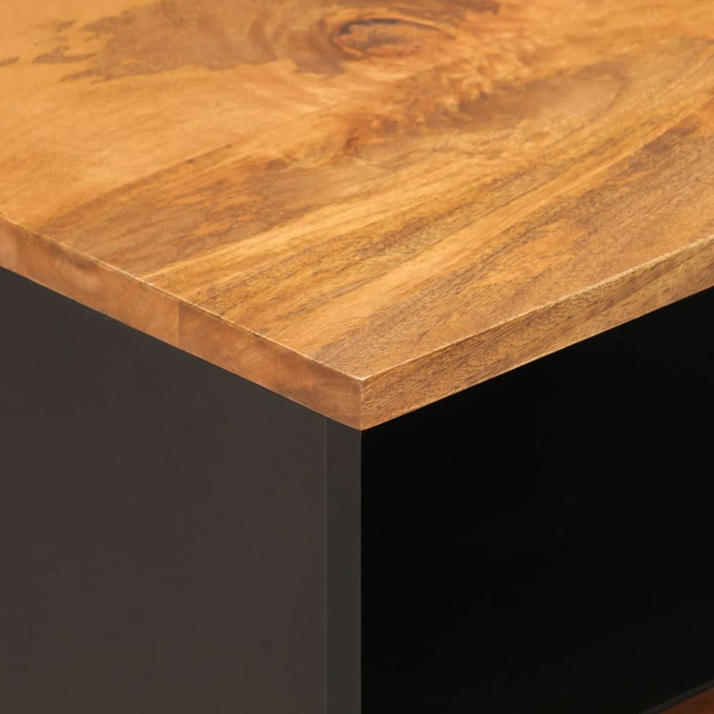 Tv Skříňka Hnědá A Černá 70 X 33,5 X 46 Cm Masivní Mangovník Tmavě Zelená
