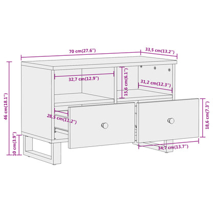 Tv Skříňka Hnědá A Černá 70 X 33,5 X 46 Cm Masivní Mangovník Tmavě Zelená