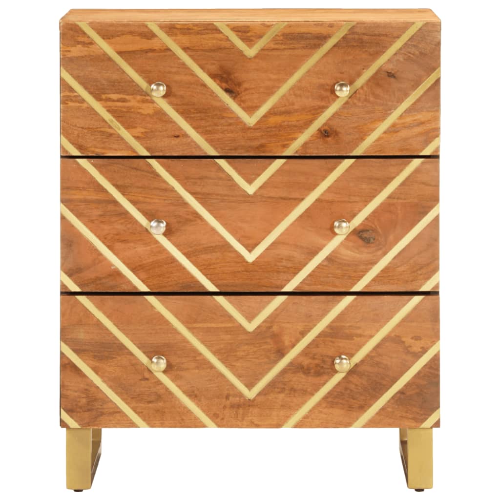 Odkládací Skříňka Hnědá A Černá 60X33,5X75 Cm Masivní Mangovník Tmavě Zelená