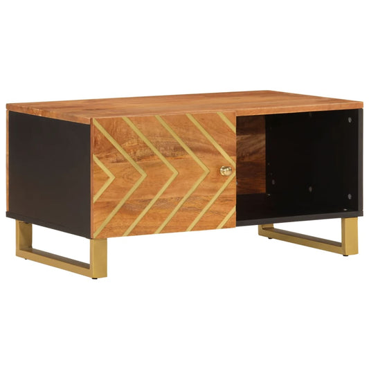 Konferenční Stolek Hnědý A Černý 80X50X40 Cm Masivní Mangovník
