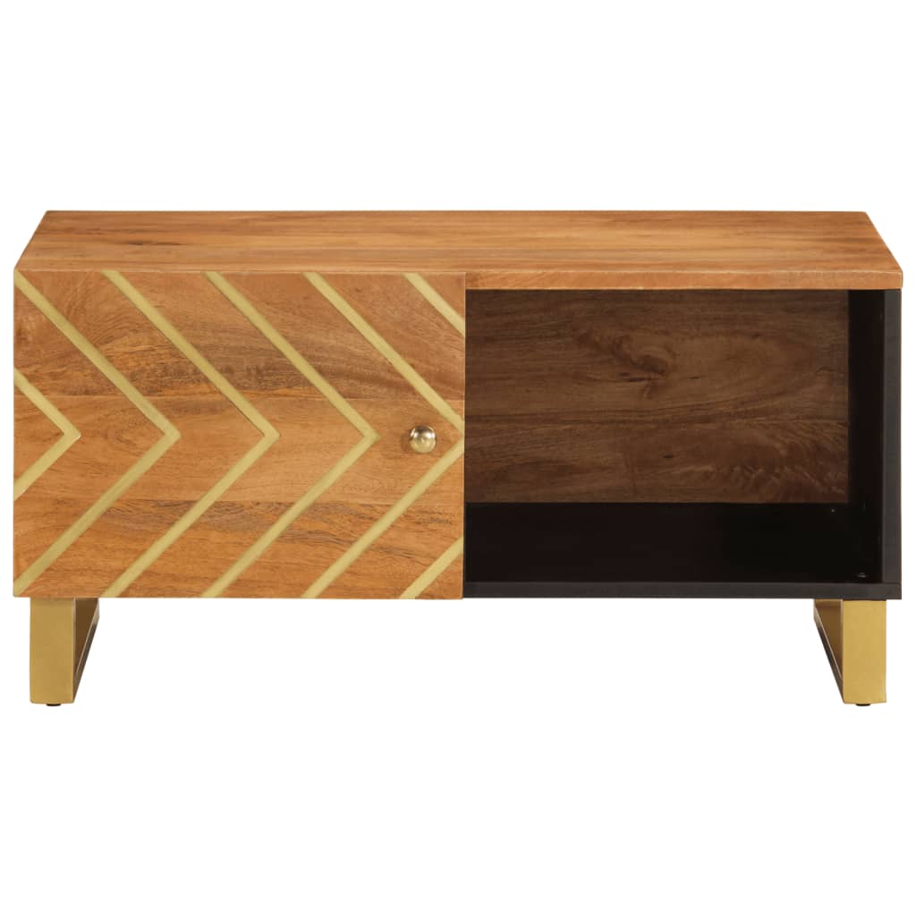 Konferenční Stolek Hnědý A Černý 80X50X40 Cm Masivní Mangovník