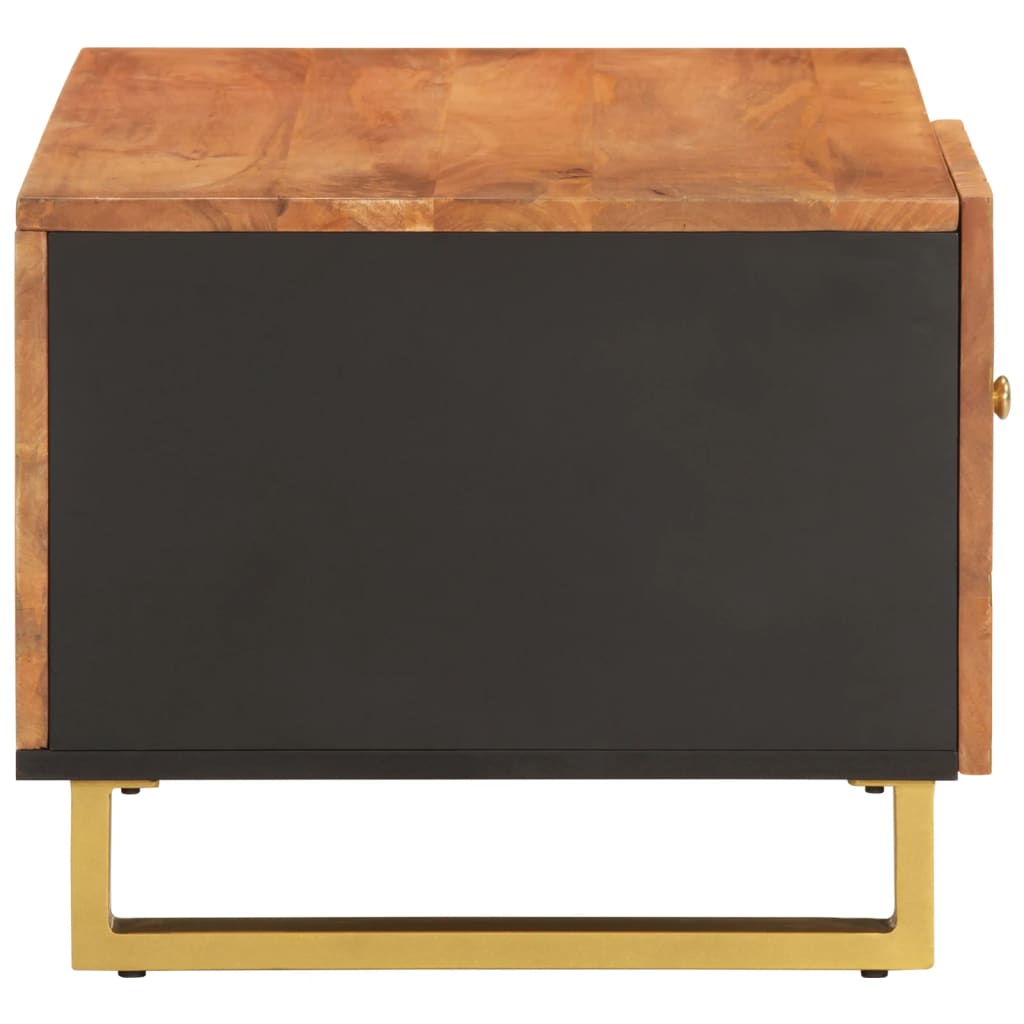 Konferenční Stolek Hnědý A Černý 80X50X40 Cm Masivní Mangovník