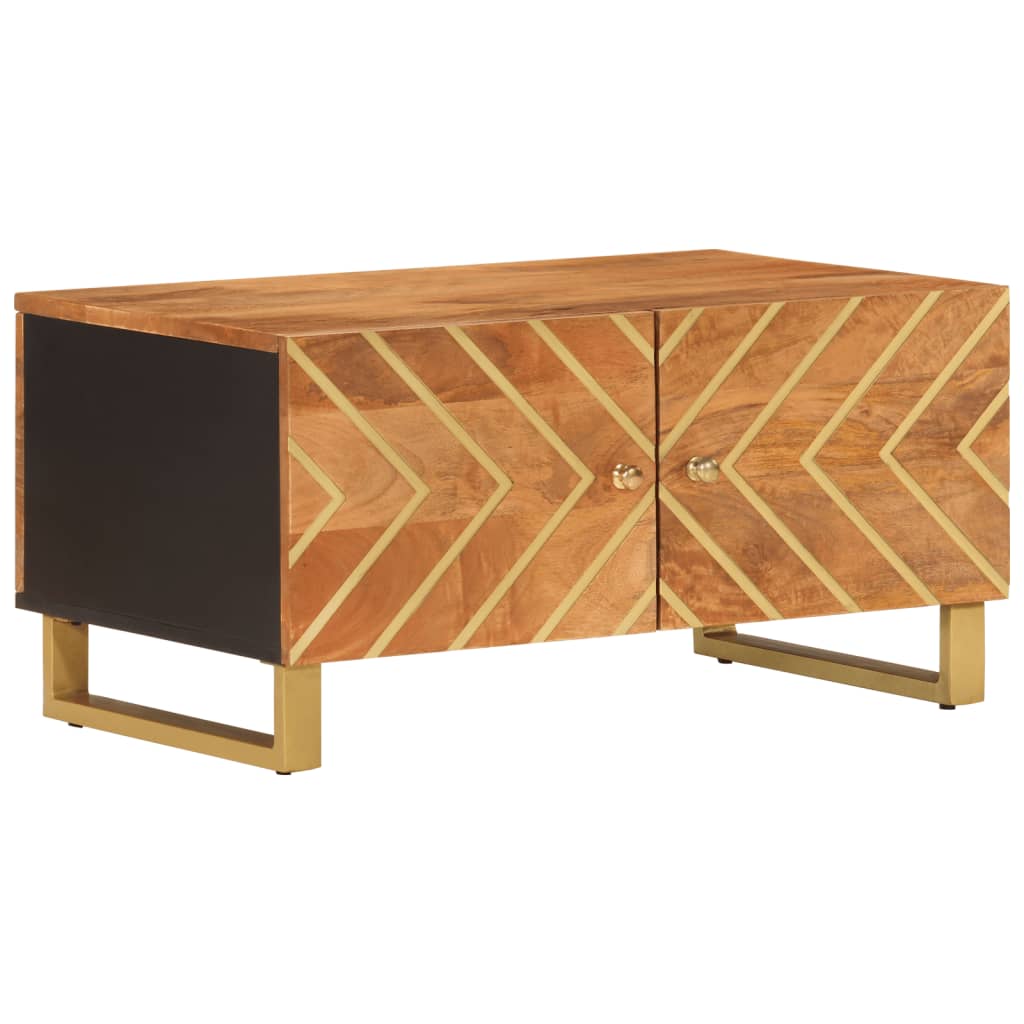 Konferenční Stolek Hnědý A Černý 80X50X40 Cm Masivní Mangovník