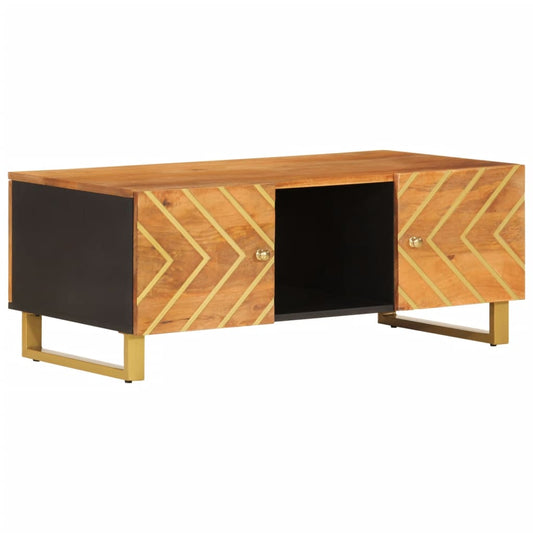Konferenční Stolek Hnědý A Černý 100X54X40 Cm Masivní Mangovník