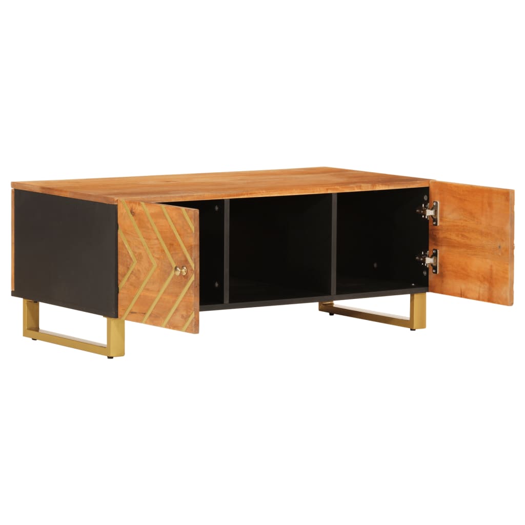 Konferenční Stolek Hnědý A Černý 100X54X40 Cm Masivní Mangovník