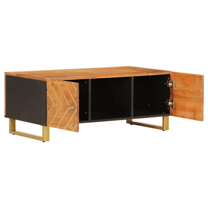 Konferenční Stolek Hnědý A Černý 100X54X40 Cm Masivní Mangovník
