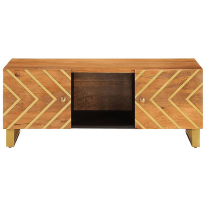 Konferenční Stolek Hnědý A Černý 100X54X40 Cm Masivní Mangovník