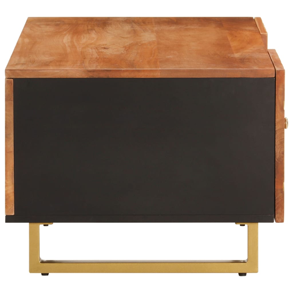Konferenční Stolek Hnědý A Černý 100X54X40 Cm Masivní Mangovník