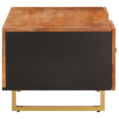 Konferenční Stolek Hnědý A Černý 100X54X40 Cm Masivní Mangovník