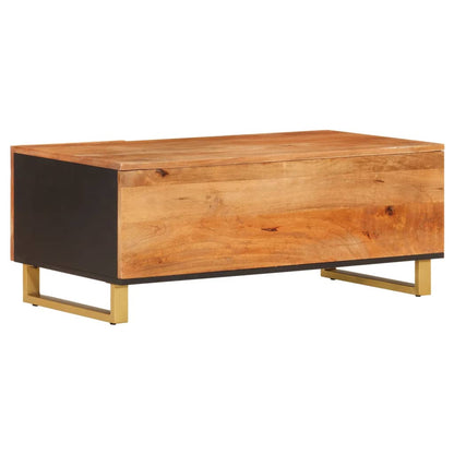 Konferenční Stolek Hnědý A Černý 100X54X40 Cm Masivní Mangovník