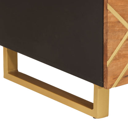Konferenční Stolek Hnědý A Černý 100X54X40 Cm Masivní Mangovník