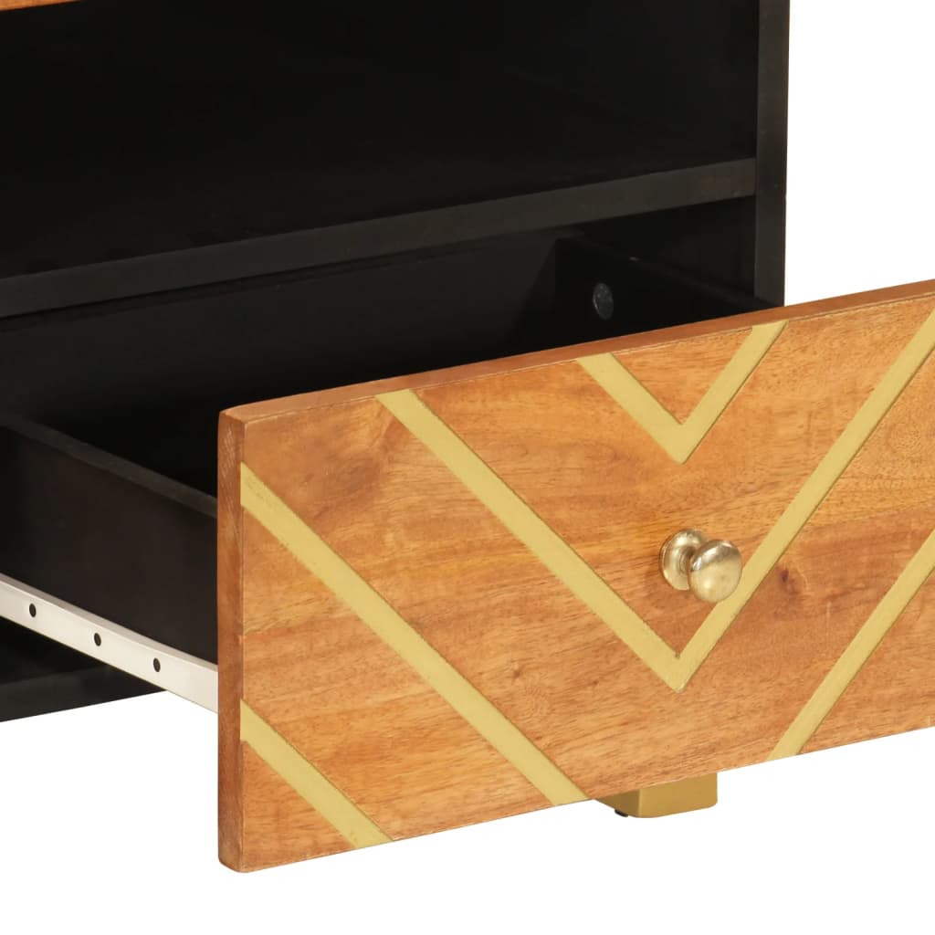 Konferenční Stolek Hnědý A Černý 80X54X40 Cm Masivní Mangovník