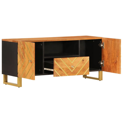 Tv Skříňka Hnědá A Černá 105 X 33,5 X 46 Cm Masivní Mangovník