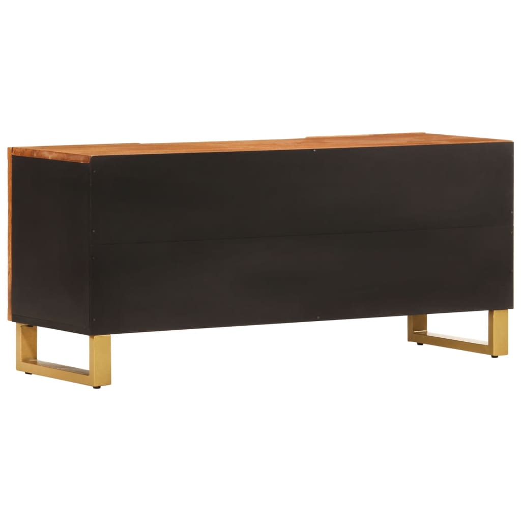 Tv Skříňka Hnědá A Černá 105 X 33,5 X 46 Cm Masivní Mangovník