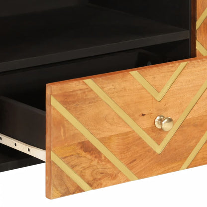 Tv Skříňka Hnědá A Černá 105 X 33,5 X 46 Cm Masivní Mangovník
