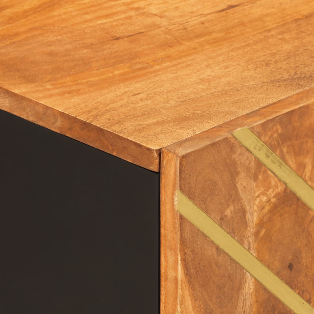 Tv Skříňka Hnědá A Černá 105 X 33,5 X 46 Cm Masivní Mangovník