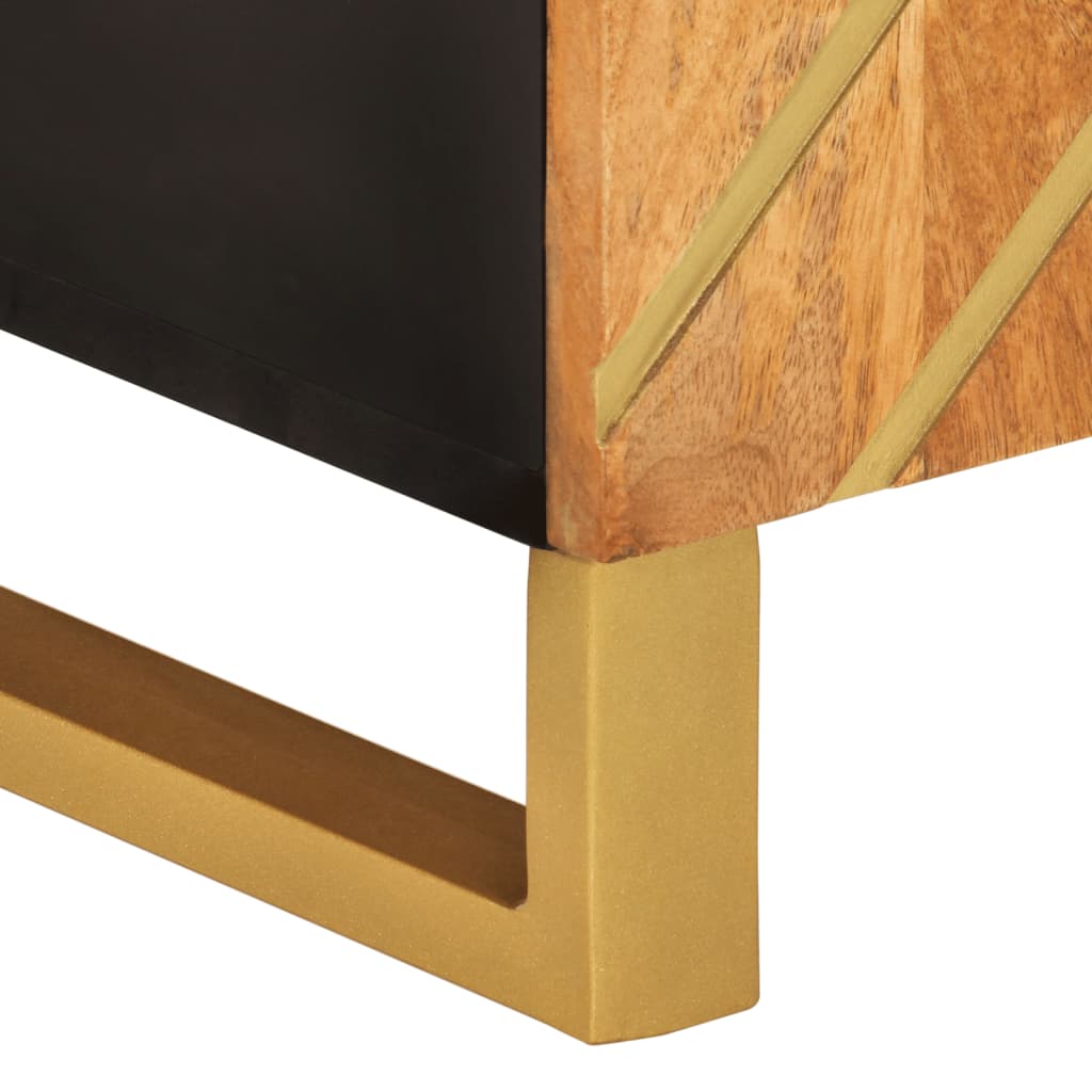 Tv Skříňka Hnědá A Černá 105 X 33,5 X 46 Cm Masivní Mangovník