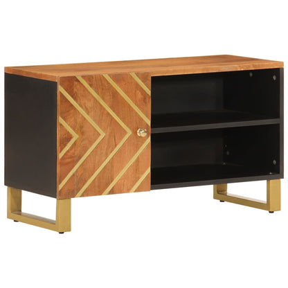 Tv Skříňka Hnědá A Černá 80 X 31,5 X 46 Cm Masivní Mangovník