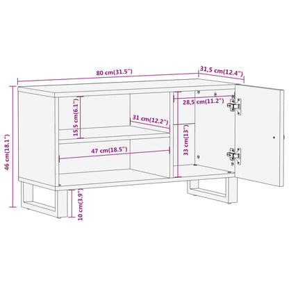 Tv Skříňka Hnědá A Černá 80 X 31,5 X 46 Cm Masivní Mangovník