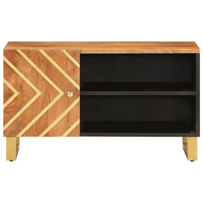 Tv Skříňka Hnědá A Černá 80 X 31,5 X 46 Cm Masivní Mangovník