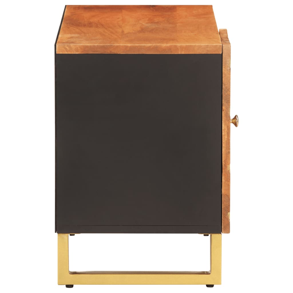 Tv Skříňka Hnědá A Černá 80 X 31,5 X 46 Cm Masivní Mangovník