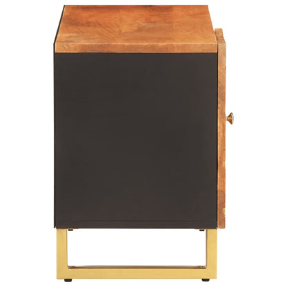 Tv Skříňka Hnědá A Černá 80 X 31,5 X 46 Cm Masivní Mangovník