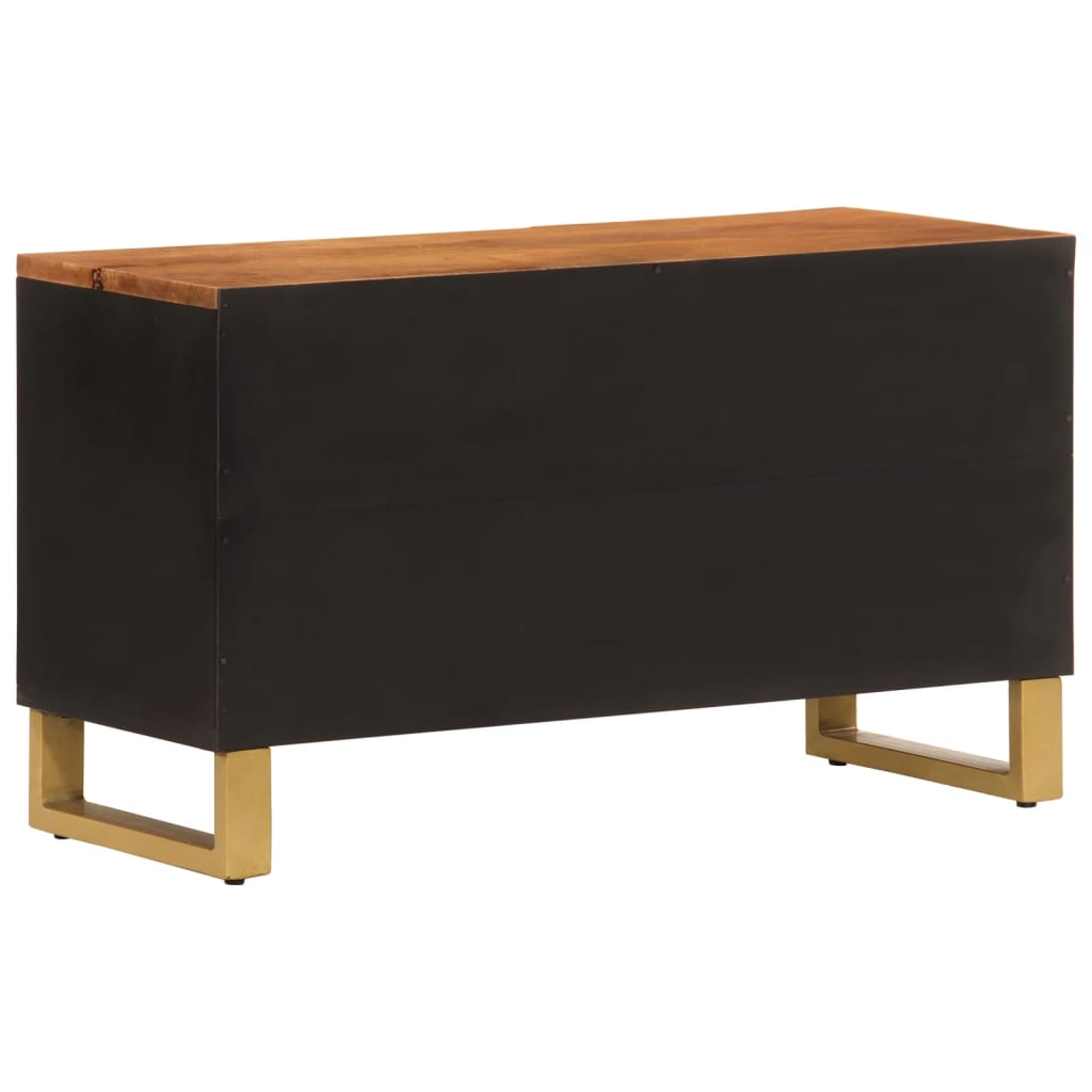 Tv Skříňka Hnědá A Černá 80 X 31,5 X 46 Cm Masivní Mangovník