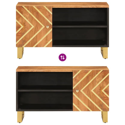 Tv Skříňka Hnědá A Černá 80 X 31,5 X 46 Cm Masivní Mangovník