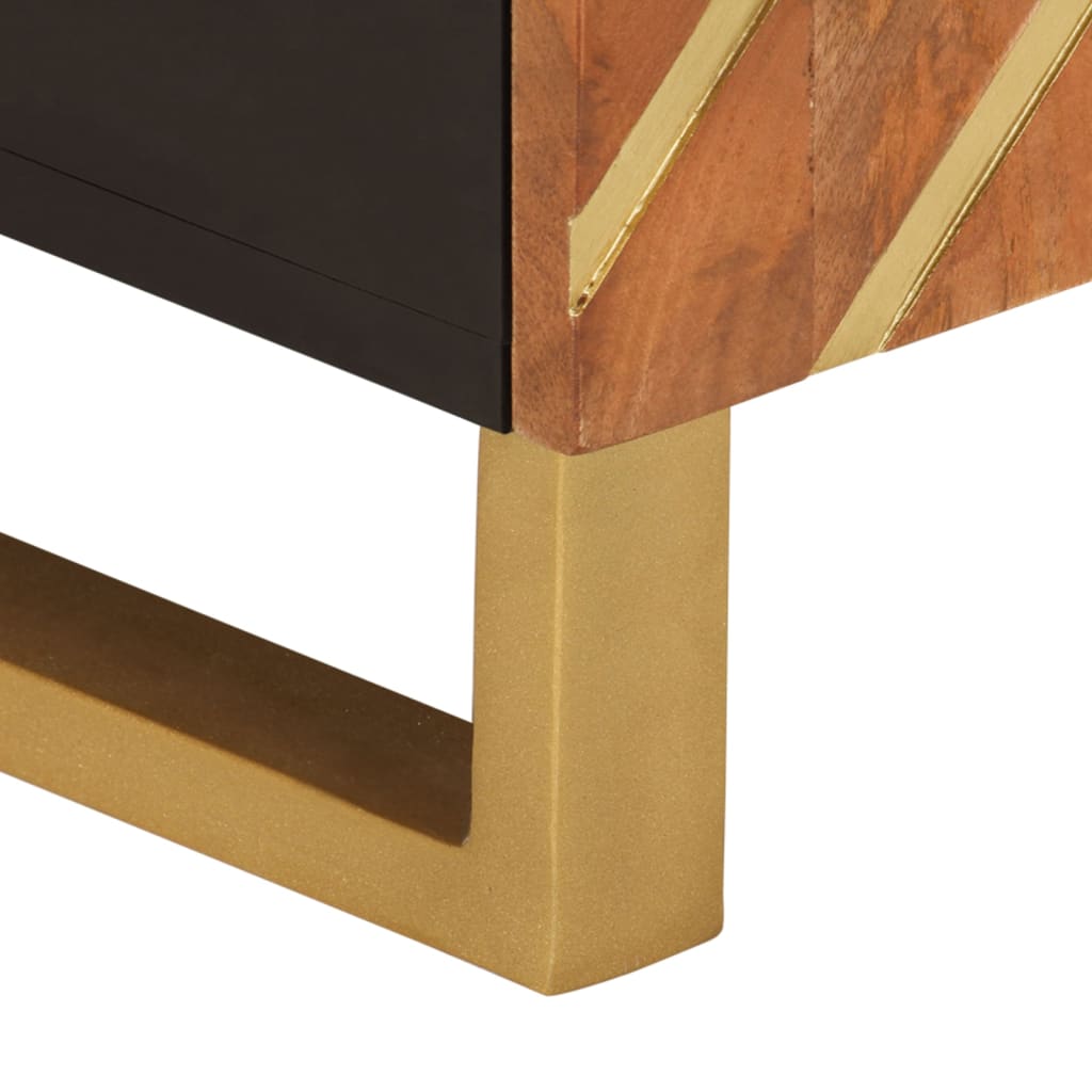 Tv Skříňka Hnědá A Černá 80 X 31,5 X 46 Cm Masivní Mangovník