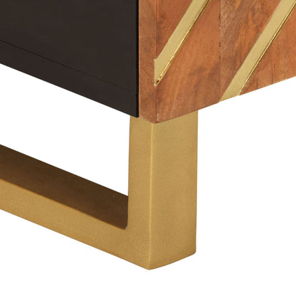 Tv Skříňka Hnědá A Černá 80 X 31,5 X 46 Cm Masivní Mangovník