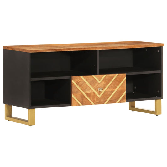 Tv Skříňka Hnědá A Černá 100 X 33,5 X 46 Cm Masivní Mangovník