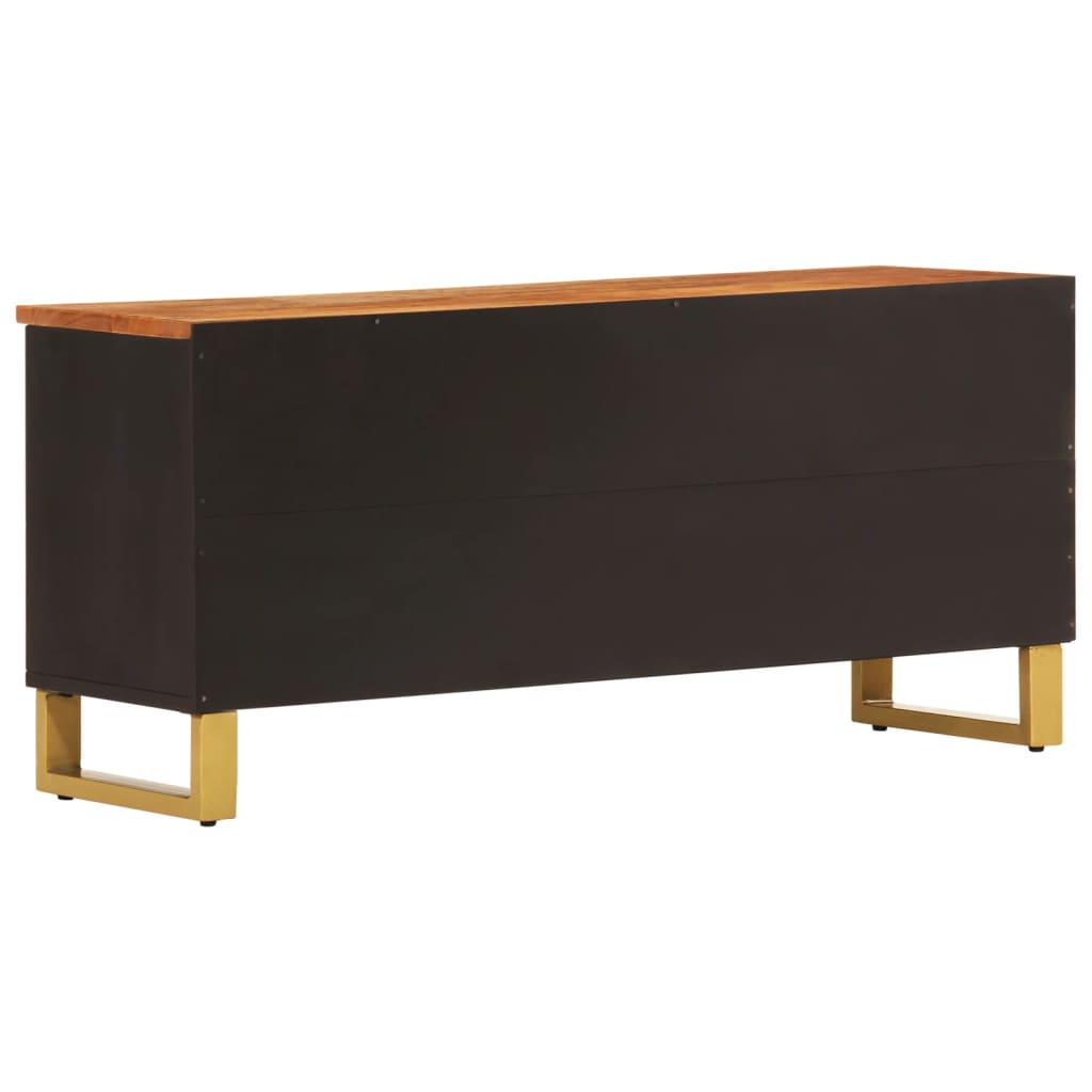 Tv Skříňka Hnědá A Černá 100 X 33,5 X 46 Cm Masivní Mangovník