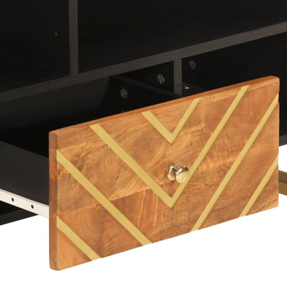 Tv Skříňka Hnědá A Černá 100 X 33,5 X 46 Cm Masivní Mangovník