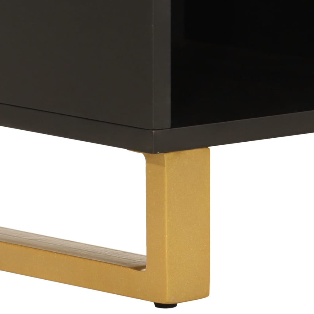 Tv Skříňka Hnědá A Černá 100 X 33,5 X 46 Cm Masivní Mangovník