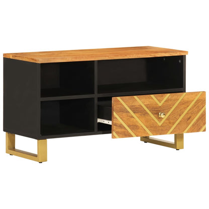 Tv Skříňka Hnědá A Černá 80 X 33,5 X 46 Cm Masivní Mangovník