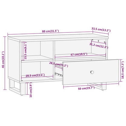 Tv Skříňka Hnědá A Černá 80 X 33,5 X 46 Cm Masivní Mangovník