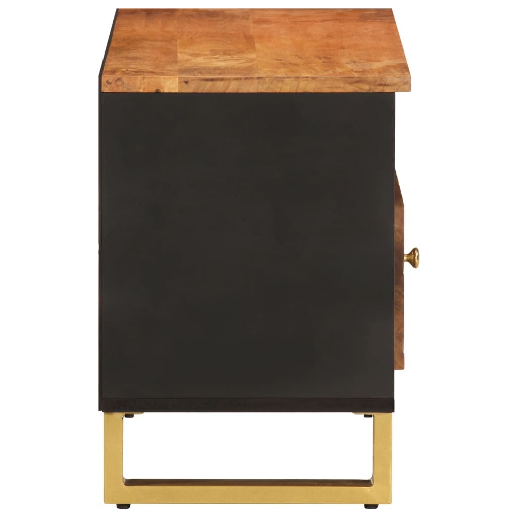 Tv Skříňka Hnědá A Černá 80 X 33,5 X 46 Cm Masivní Mangovník